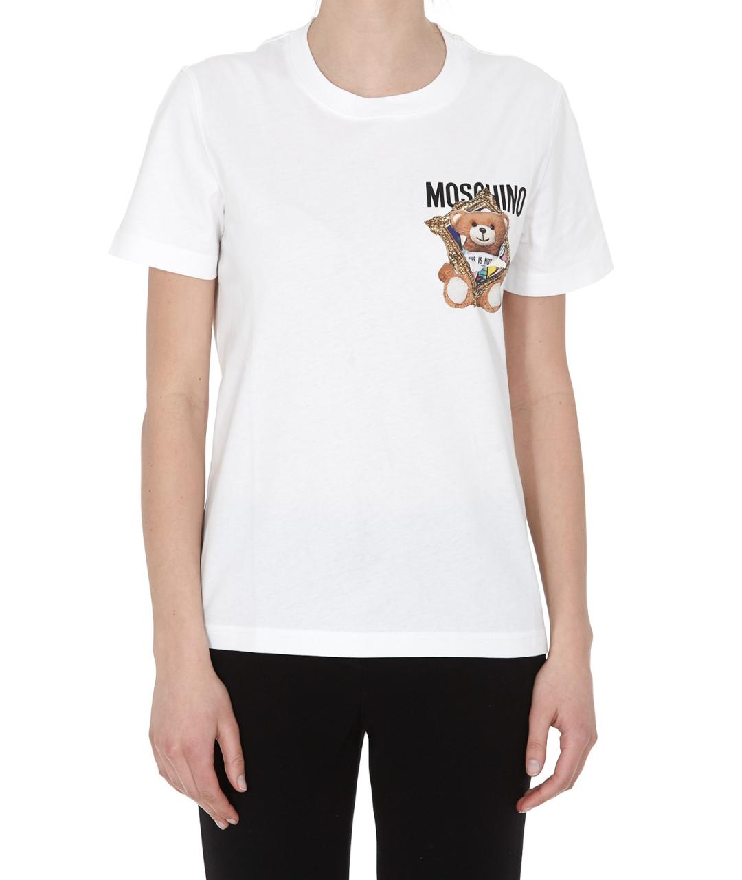 MOSCHINO Белая хлопковая футболка, фото 3