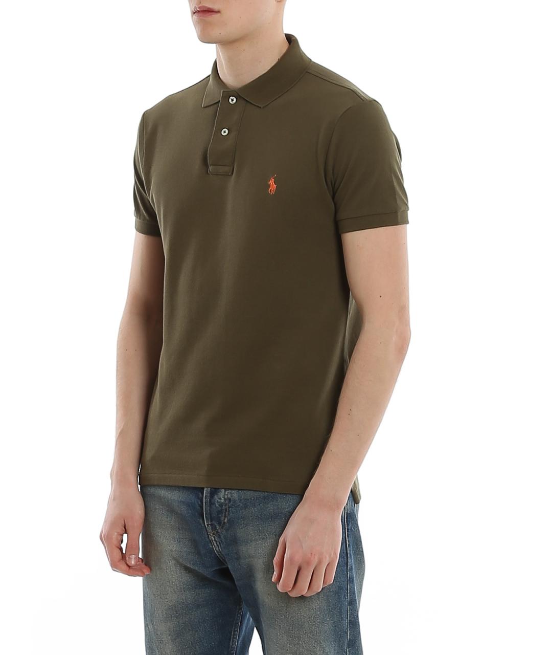 POLO RALPH LAUREN Зеленое хлопковое поло с коротким рукавом, фото 5