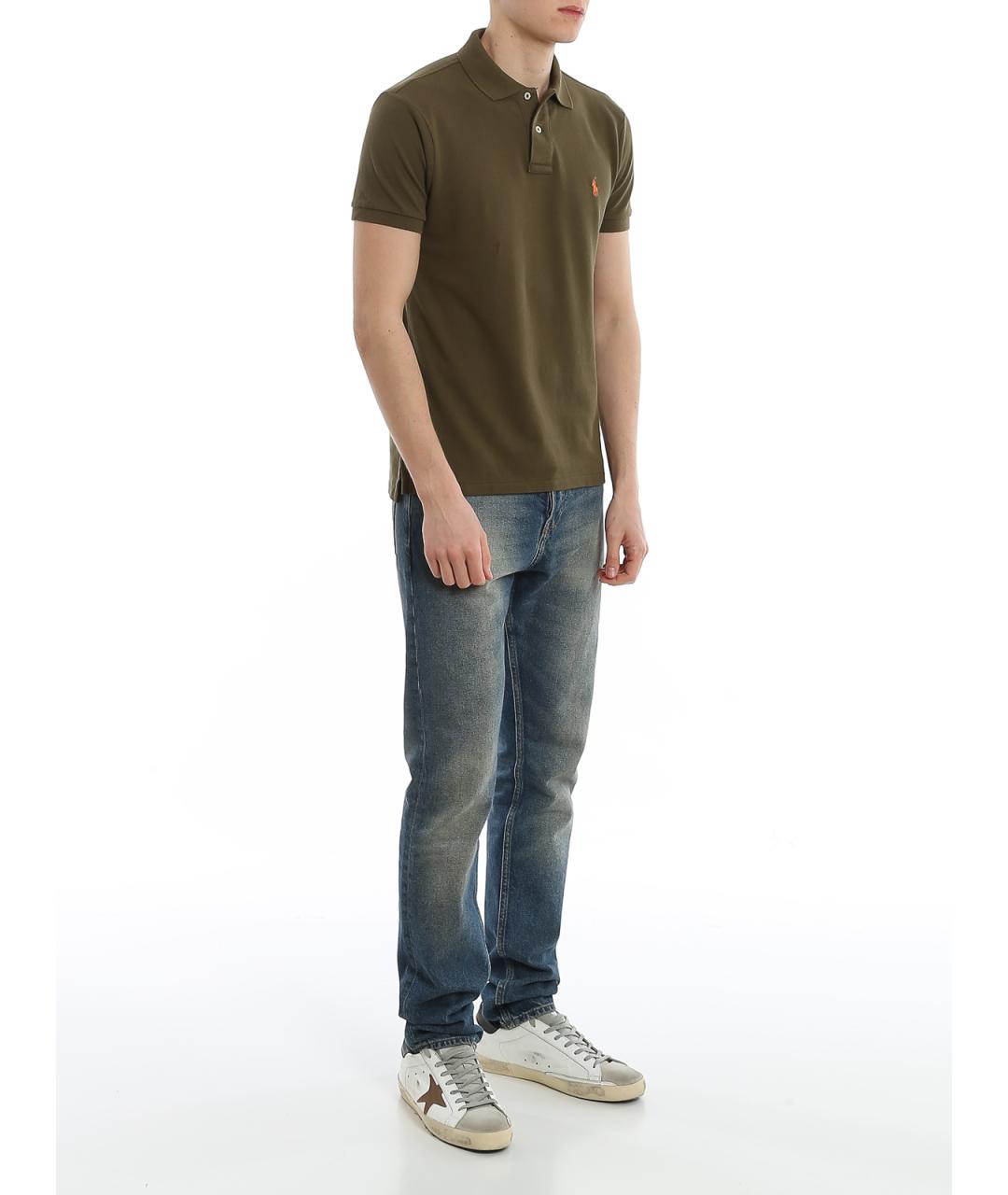 POLO RALPH LAUREN Зеленое хлопковое поло с коротким рукавом, фото 2