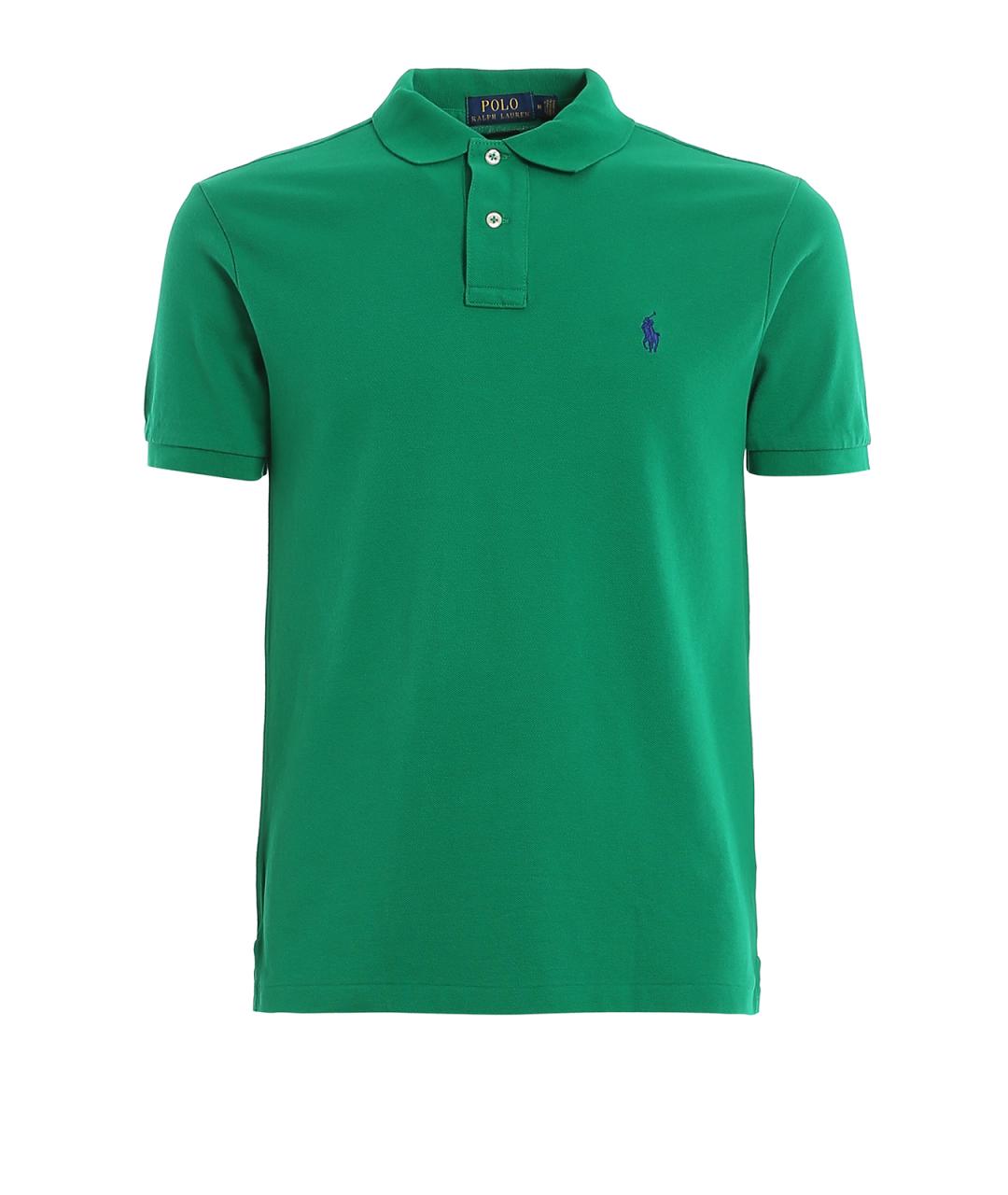 POLO RALPH LAUREN Зеленое хлопковое поло с коротким рукавом, фото 1