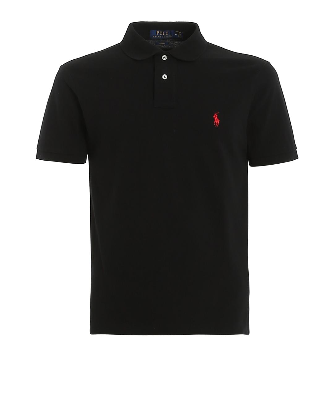POLO RALPH LAUREN Черное хлопковое поло с коротким рукавом, фото 1