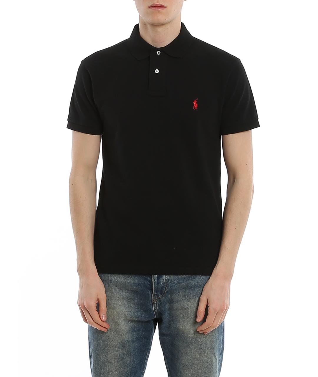 POLO RALPH LAUREN Черное хлопковое поло с коротким рукавом, фото 3