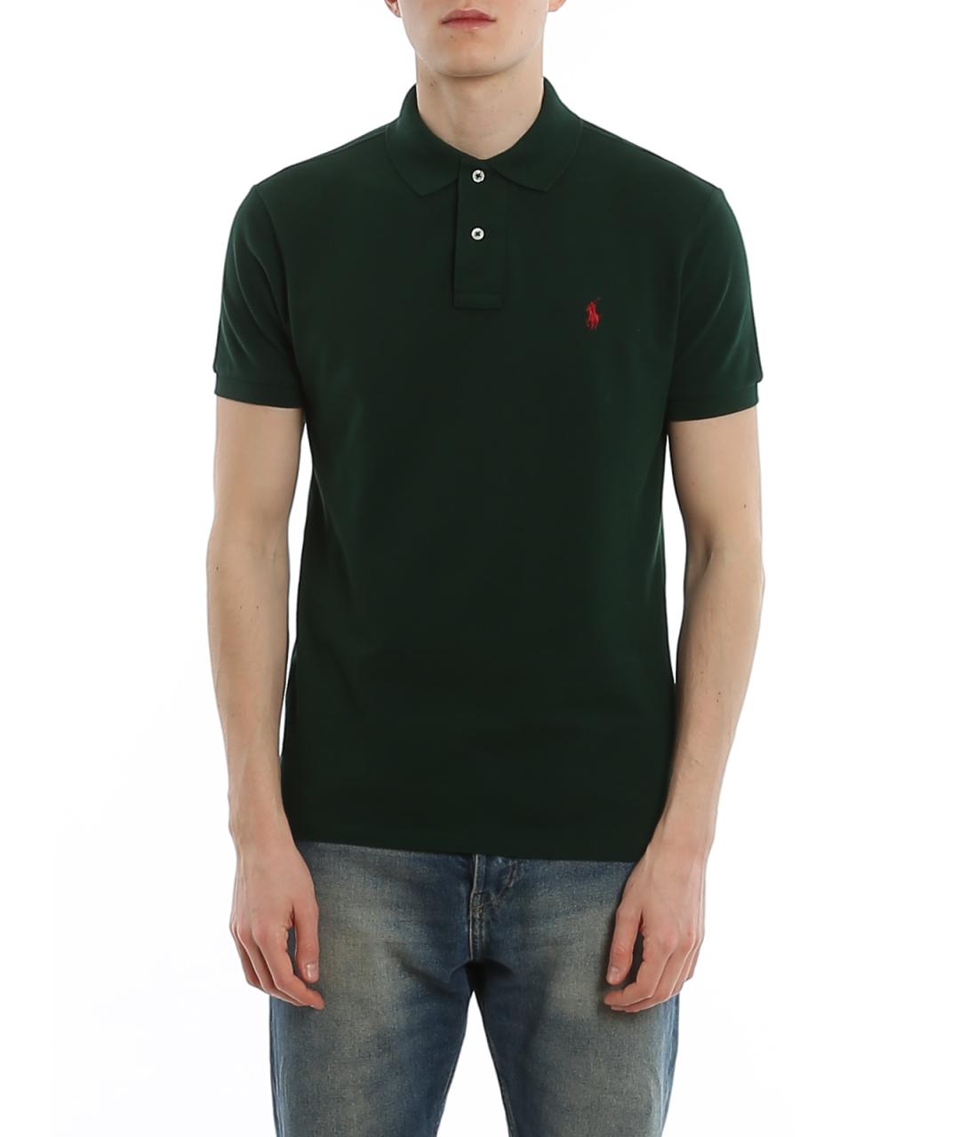 POLO RALPH LAUREN Зеленое хлопковое поло с коротким рукавом, фото 3