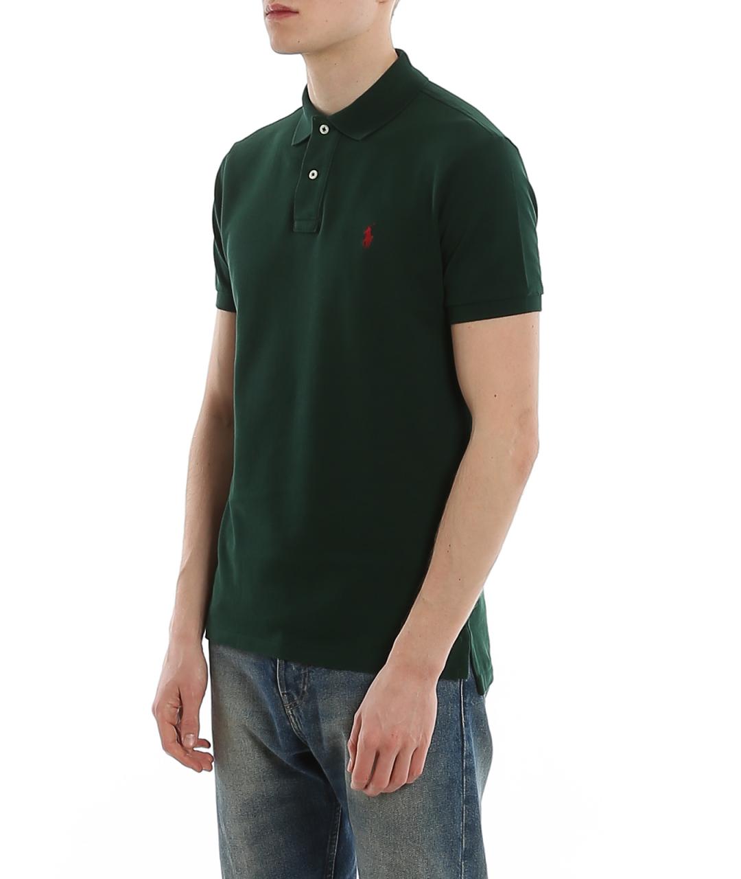 POLO RALPH LAUREN Зеленое хлопковое поло с коротким рукавом, фото 5