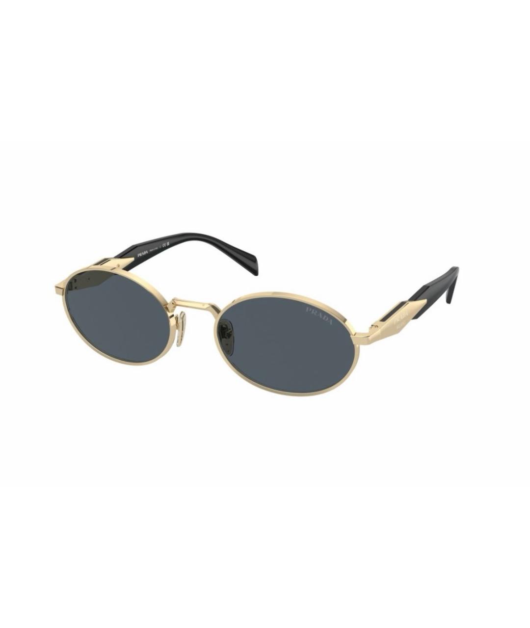 PRADA Золотые металлические солнцезащитные очки, фото 1