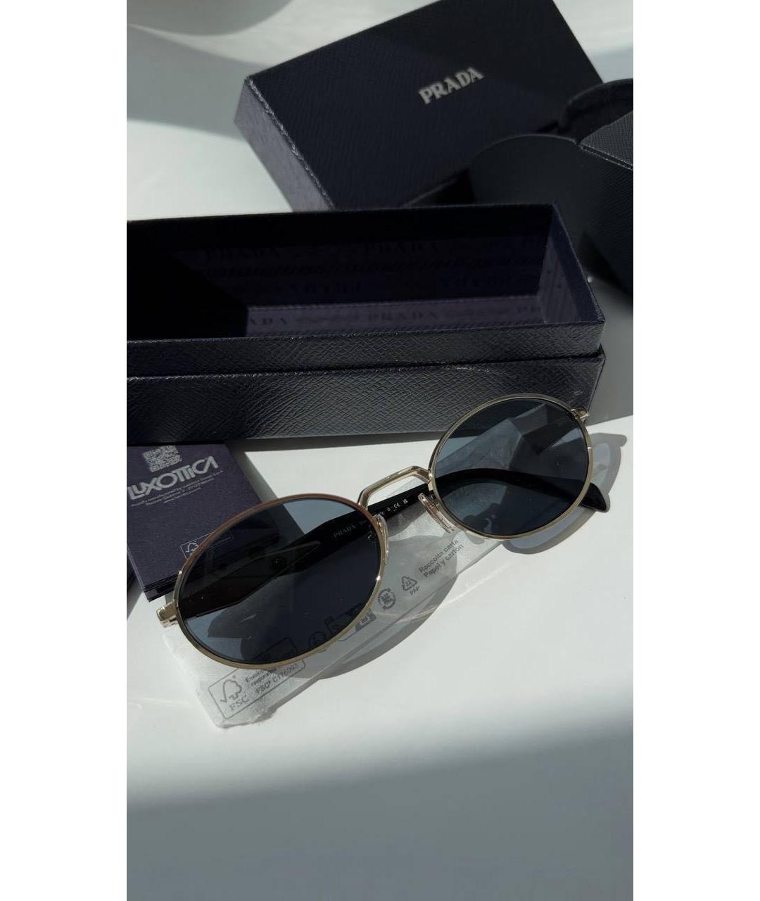 PRADA Золотые металлические солнцезащитные очки, фото 3