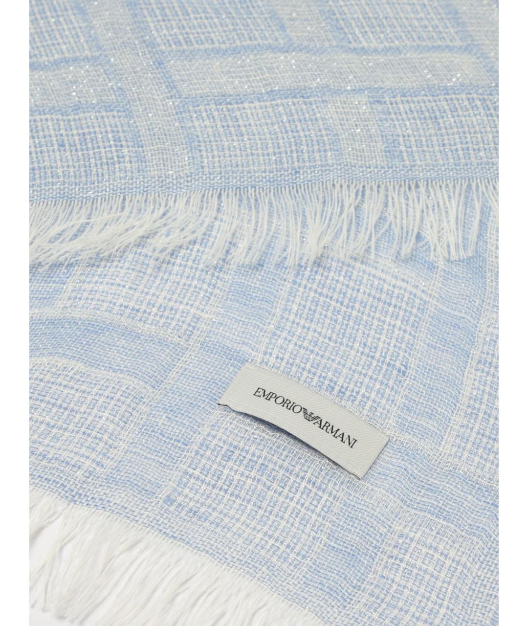 EMPORIO ARMANI Голубой льняной шарф, фото 3
