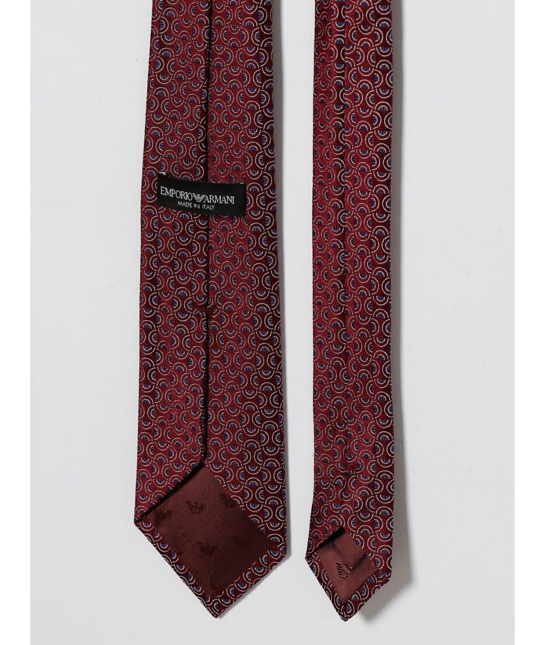 EMPORIO ARMANI Бордовый шелковый галстук, фото 2