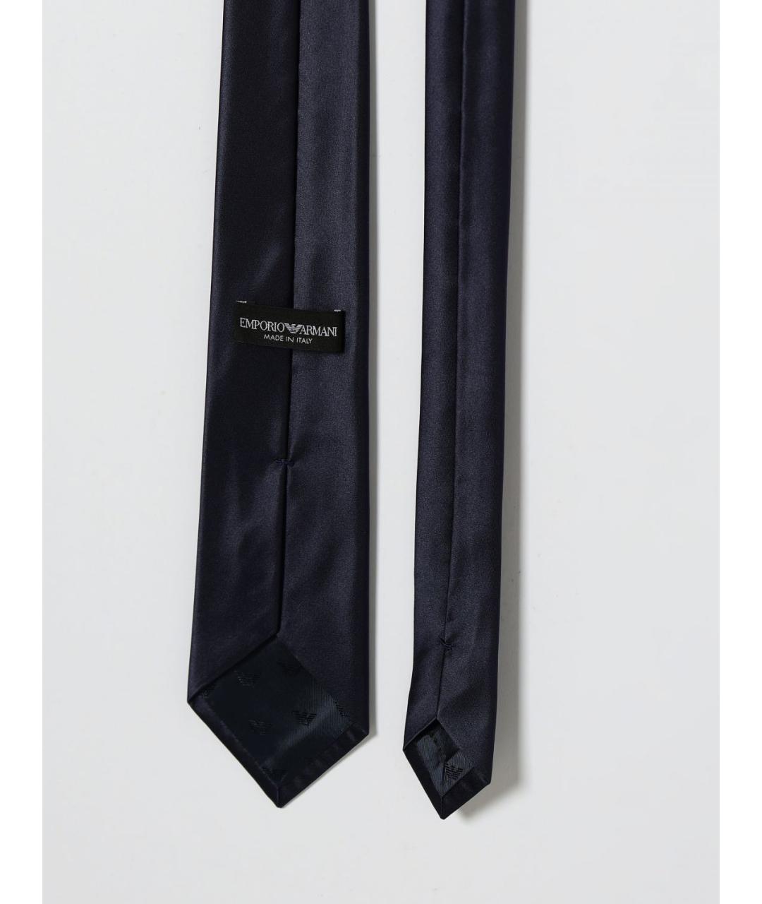EMPORIO ARMANI Темно-синий шелковый галстук, фото 2
