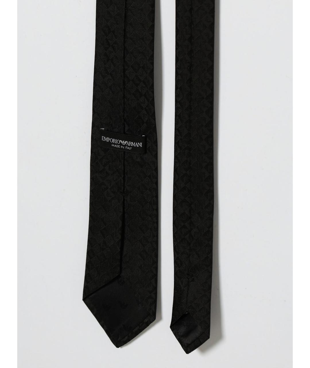 EMPORIO ARMANI Черный шелковый галстук, фото 2