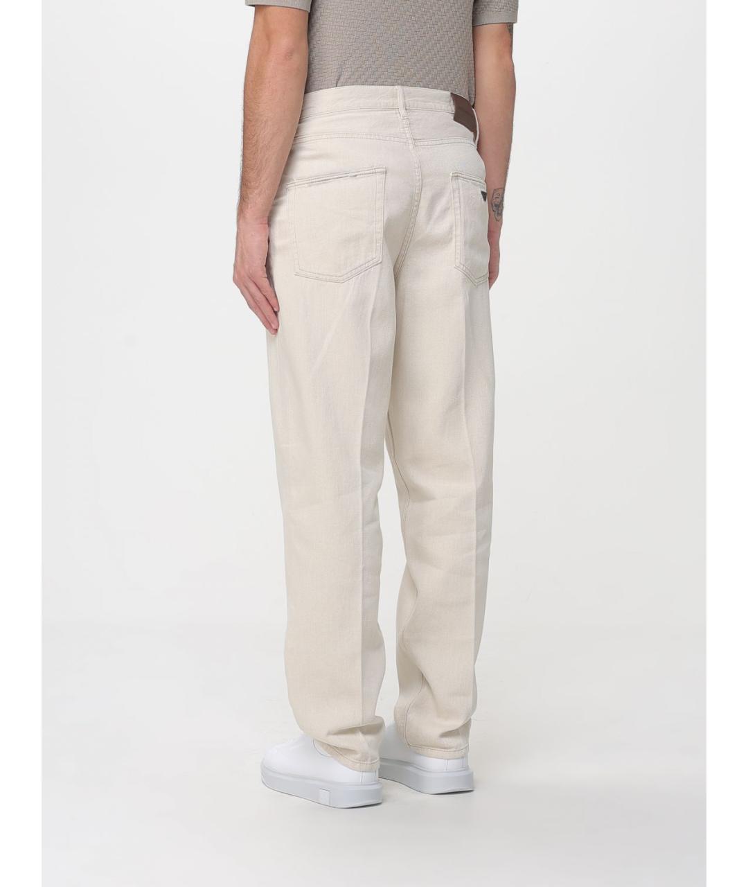 EMPORIO ARMANI Бежевые хлопковые прямые джинсы, фото 2