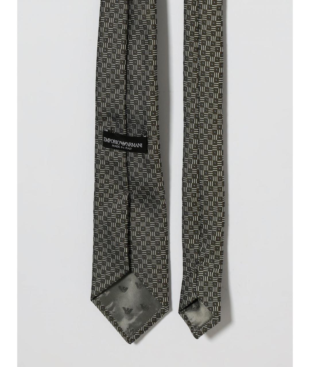 EMPORIO ARMANI Серый шелковый галстук, фото 2