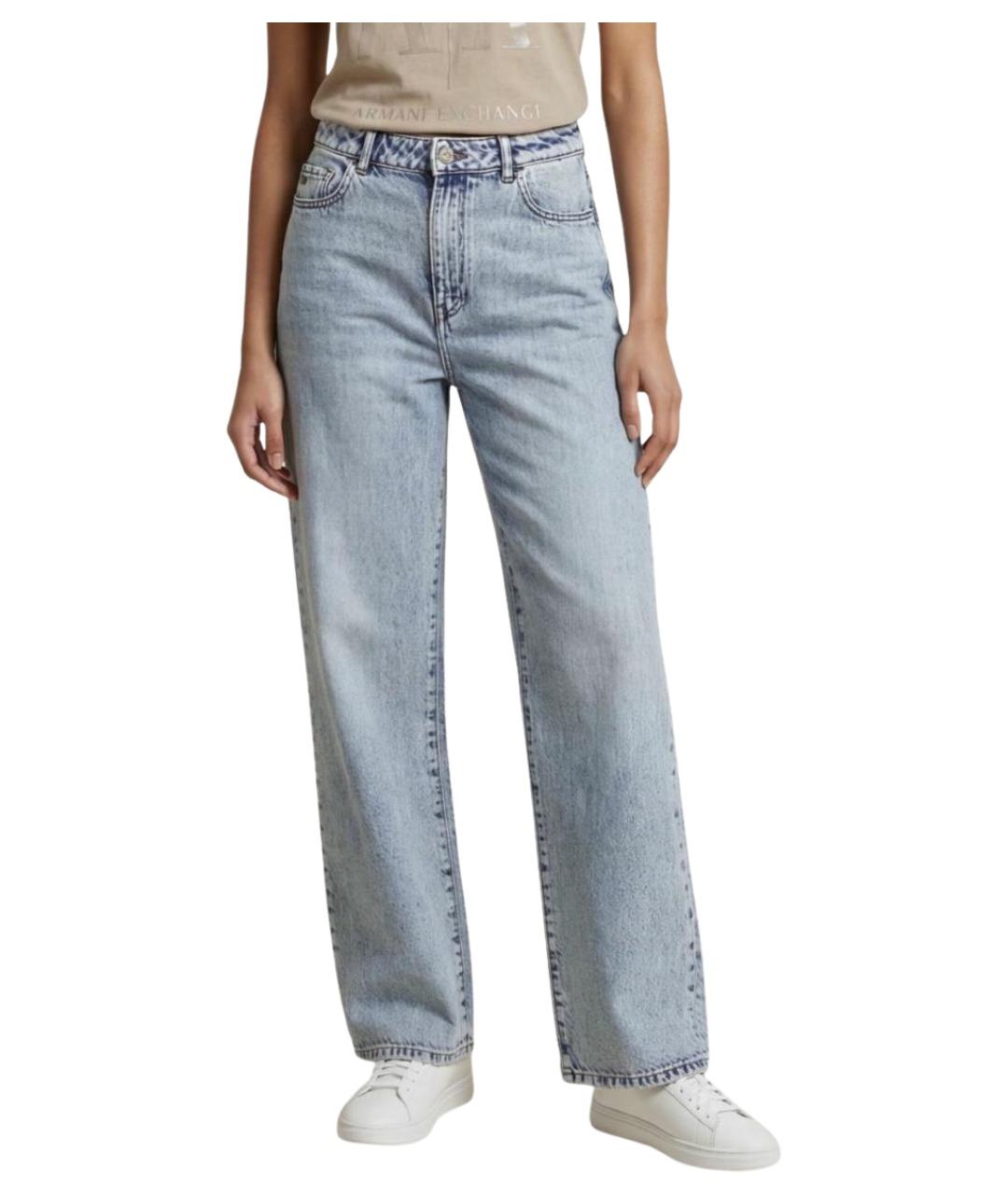 ARMANI EXCHANGE Голубые хлопко-лиоцелловые прямые джинсы, фото 1