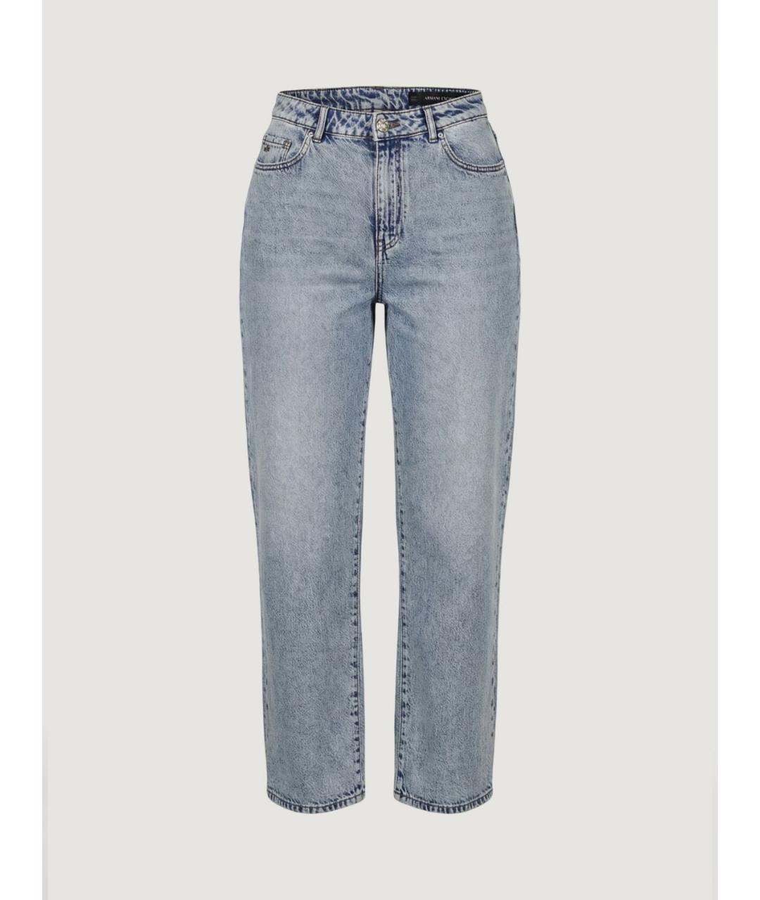 ARMANI EXCHANGE Голубые хлопко-лиоцелловые прямые джинсы, фото 3