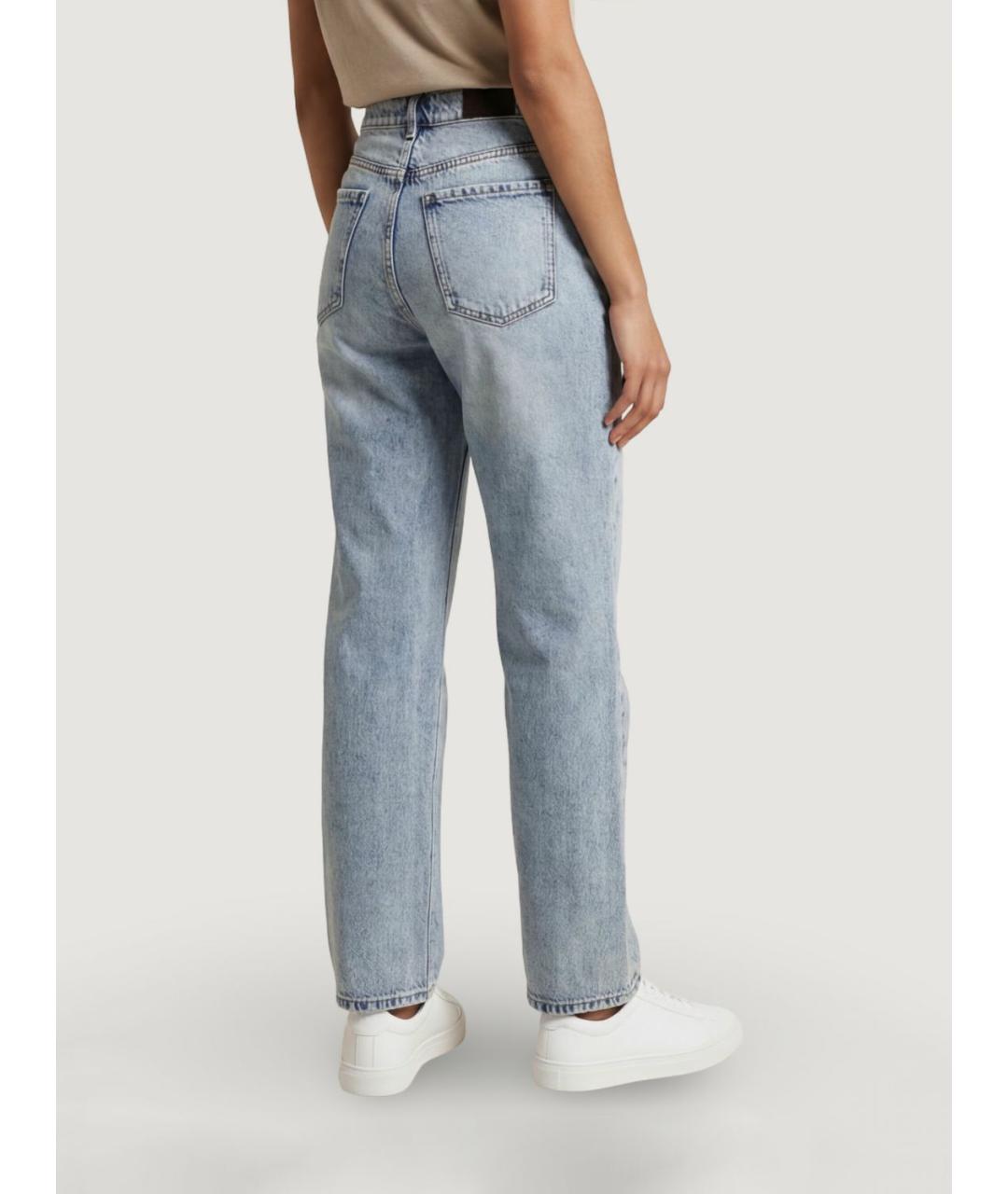 ARMANI EXCHANGE Голубые хлопко-лиоцелловые прямые джинсы, фото 2