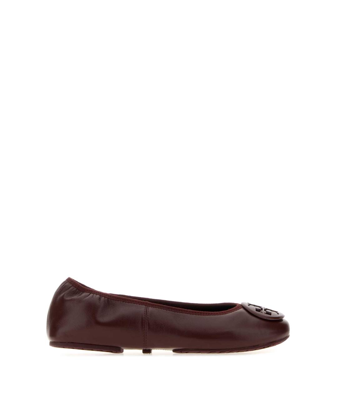 TORY BURCH Бордовые кожаные балетки, фото 1