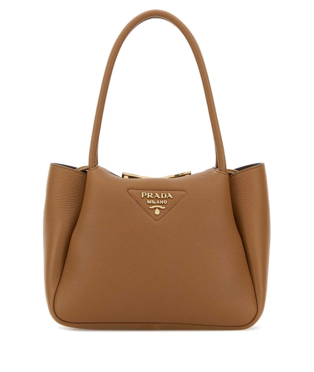 PRADA Коричневая кожаная сумка с короткими ручками, фото 1