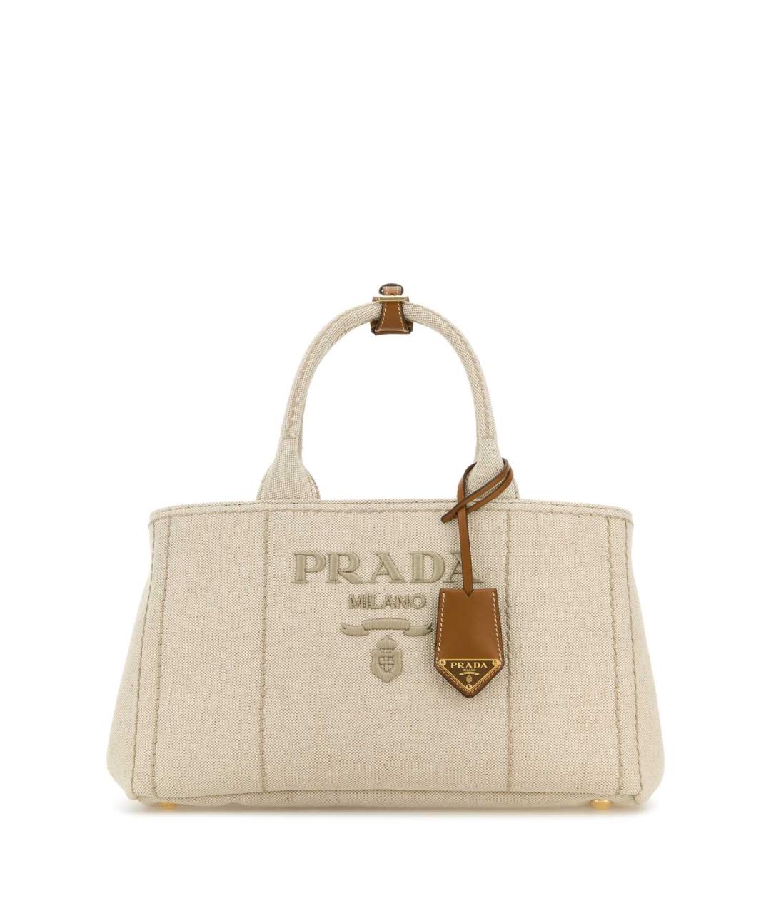 PRADA Бежевая тканевая сумка тоут, фото 1
