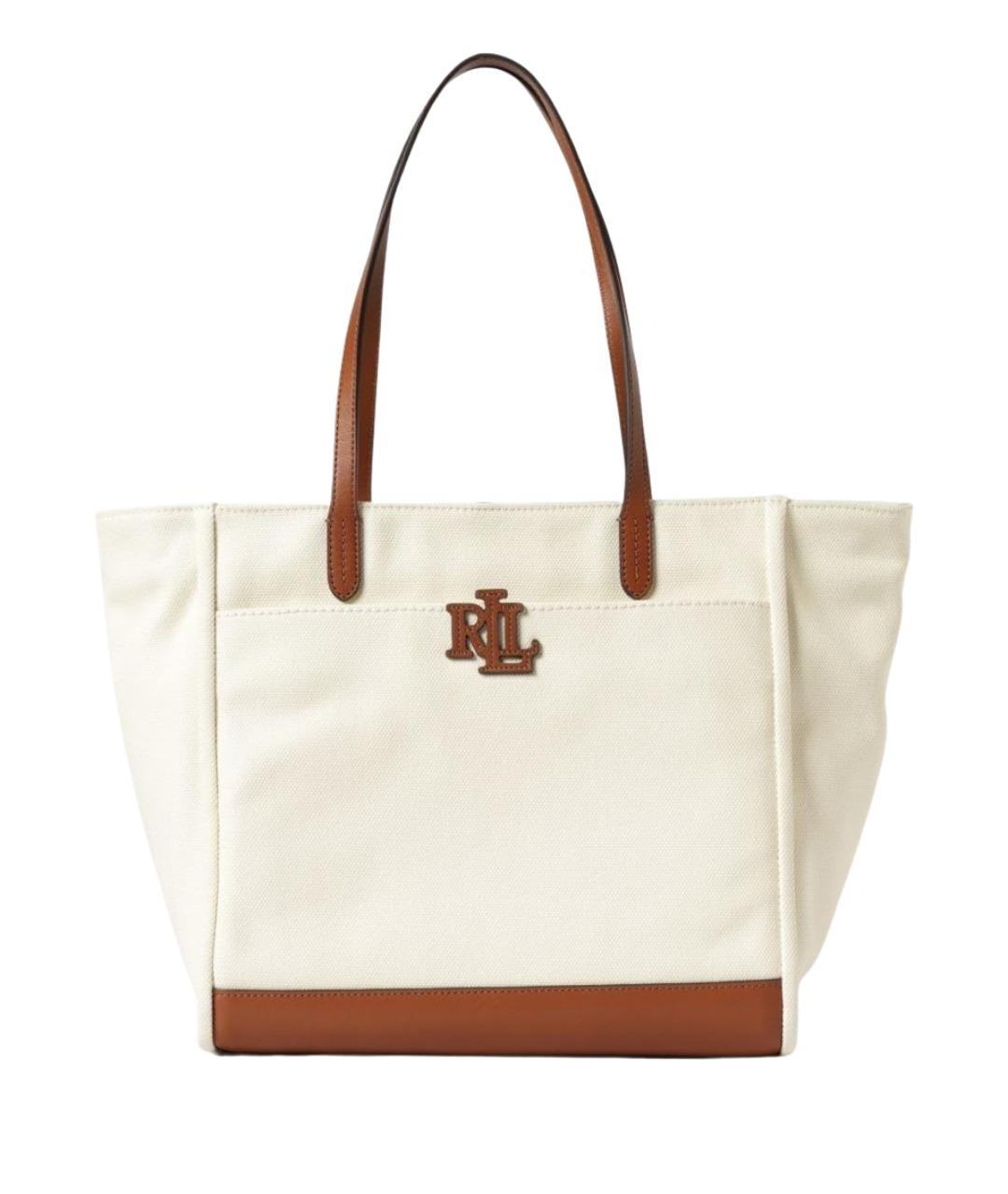 RALPH LAUREN Бежевая хлопковая сумка тоут, фото 1