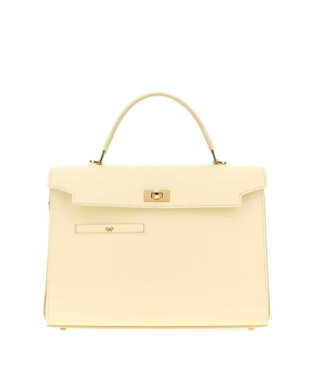ANYA HINDMARCH Желтая кожаная сумка с короткими ручками, фото 1