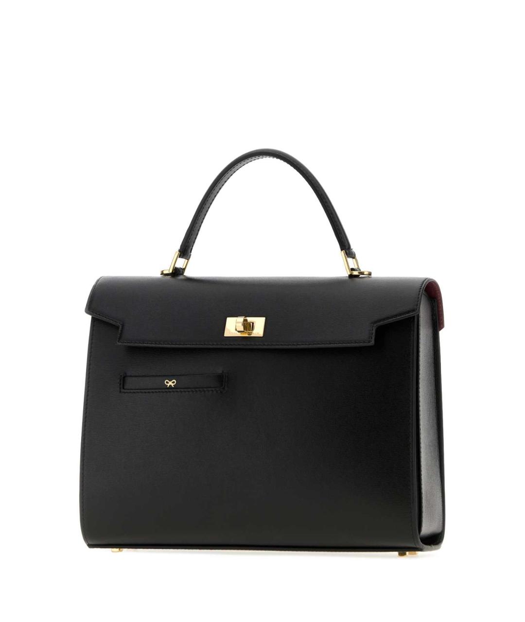 ANYA HINDMARCH Черная кожаная сумка с короткими ручками, фото 2