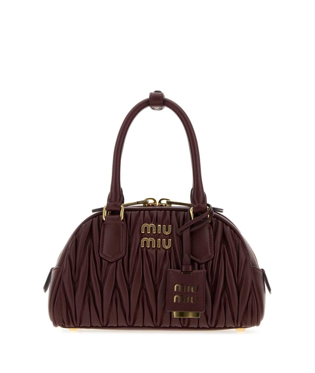 MIU MIU Бордовая кожаная сумка с короткими ручками, фото 1