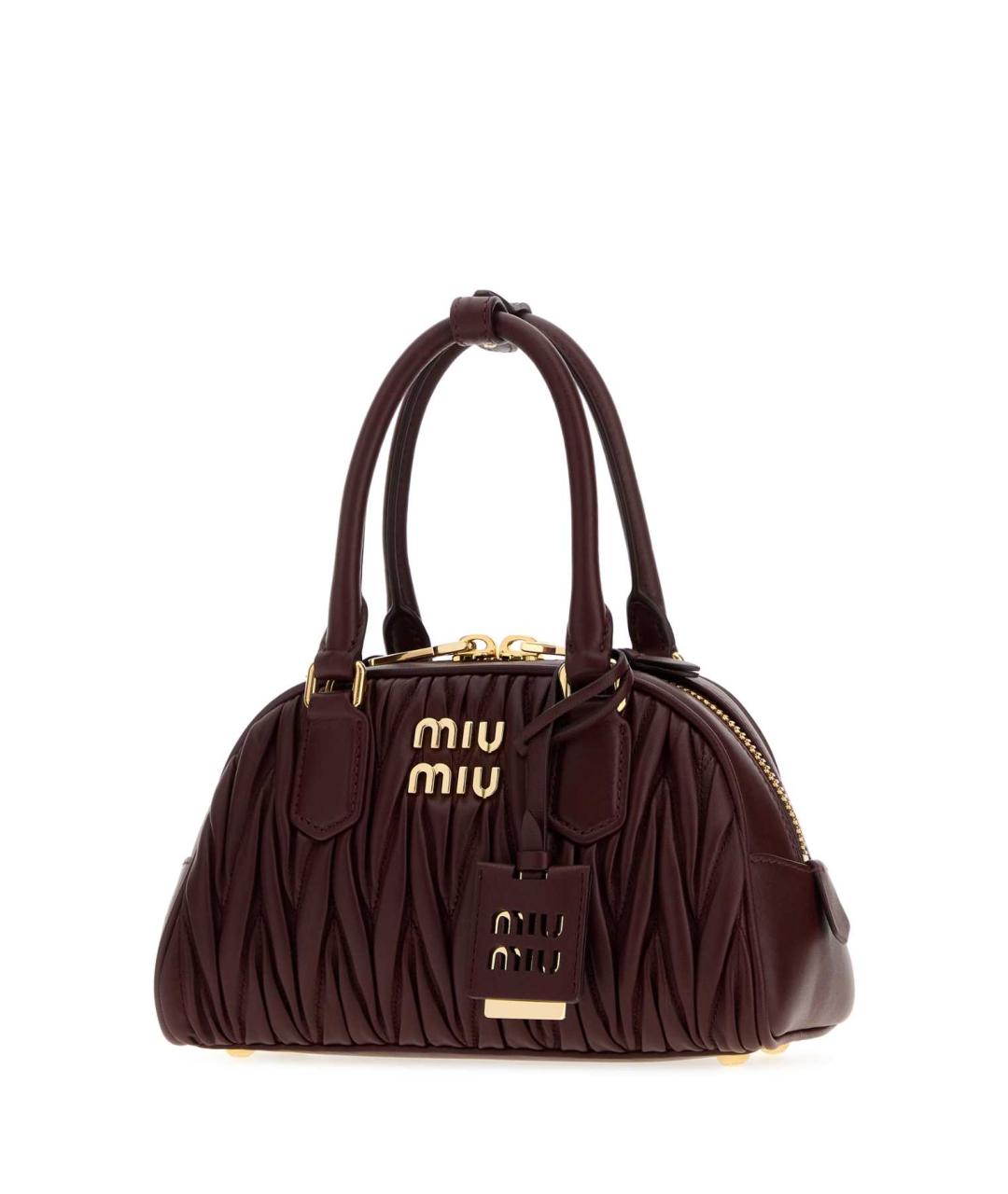 MIU MIU Бордовая кожаная сумка с короткими ручками, фото 2