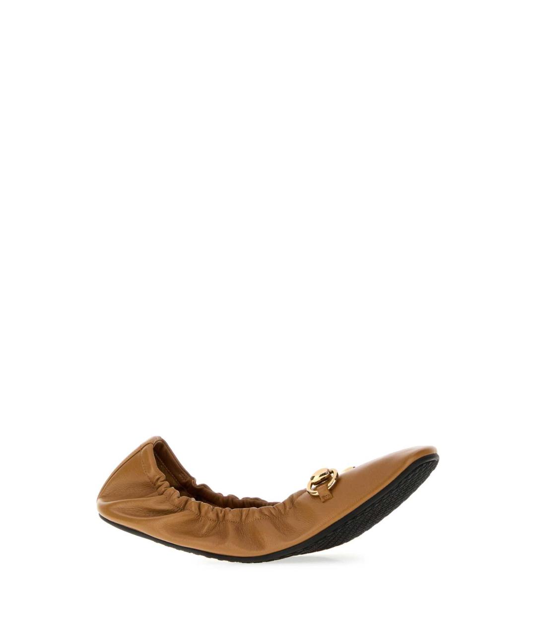 GUCCI Бежевые кожаные балетки, фото 2