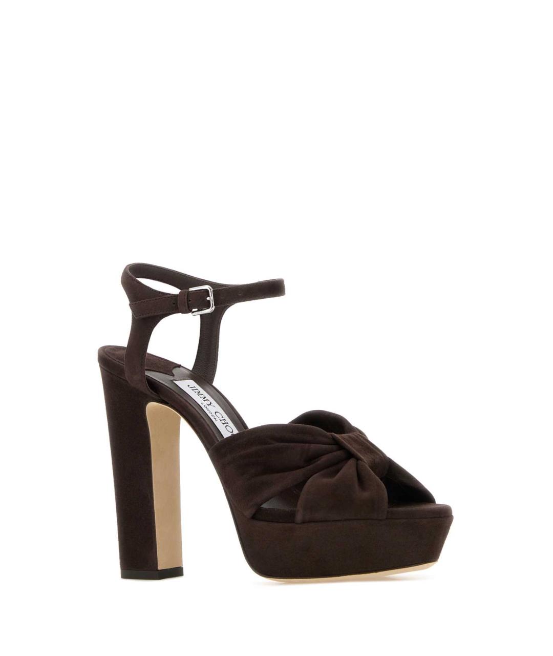 JIMMY CHOO Коричневые нубуковые босоножки, фото 2