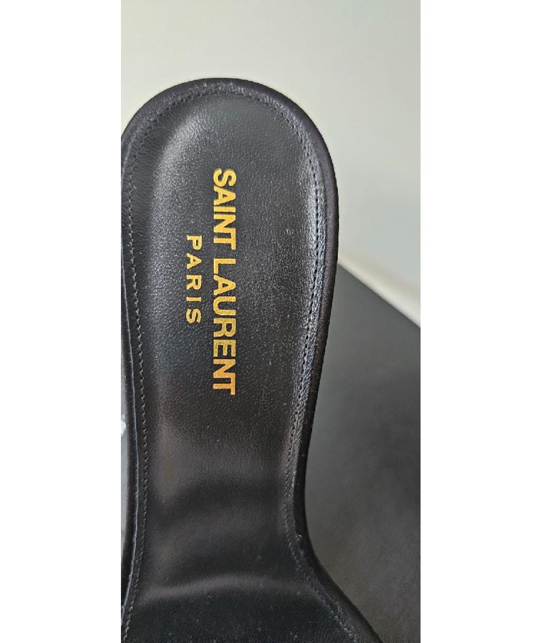 SAINT LAURENT Черные текстильные мюли, фото 6