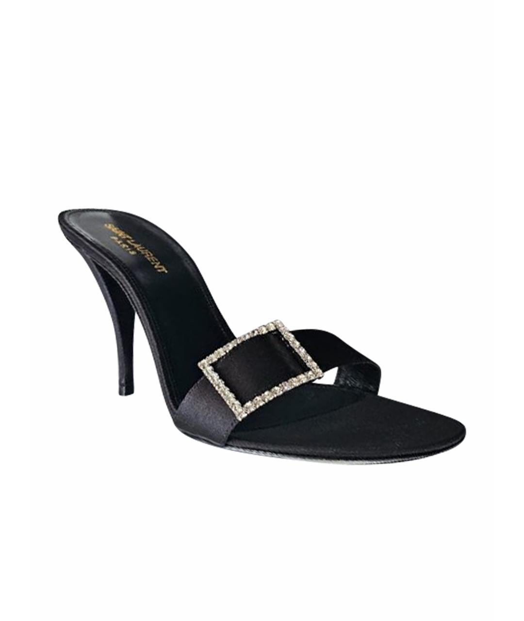 SAINT LAURENT Черные текстильные мюли, фото 1