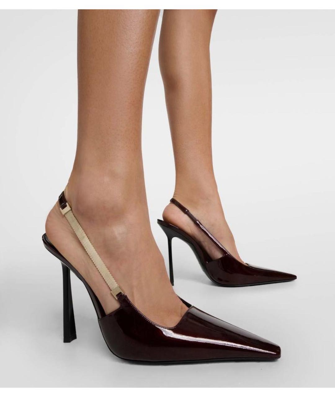 SAINT LAURENT Бордовые туфли из лакированной кожи, фото 8