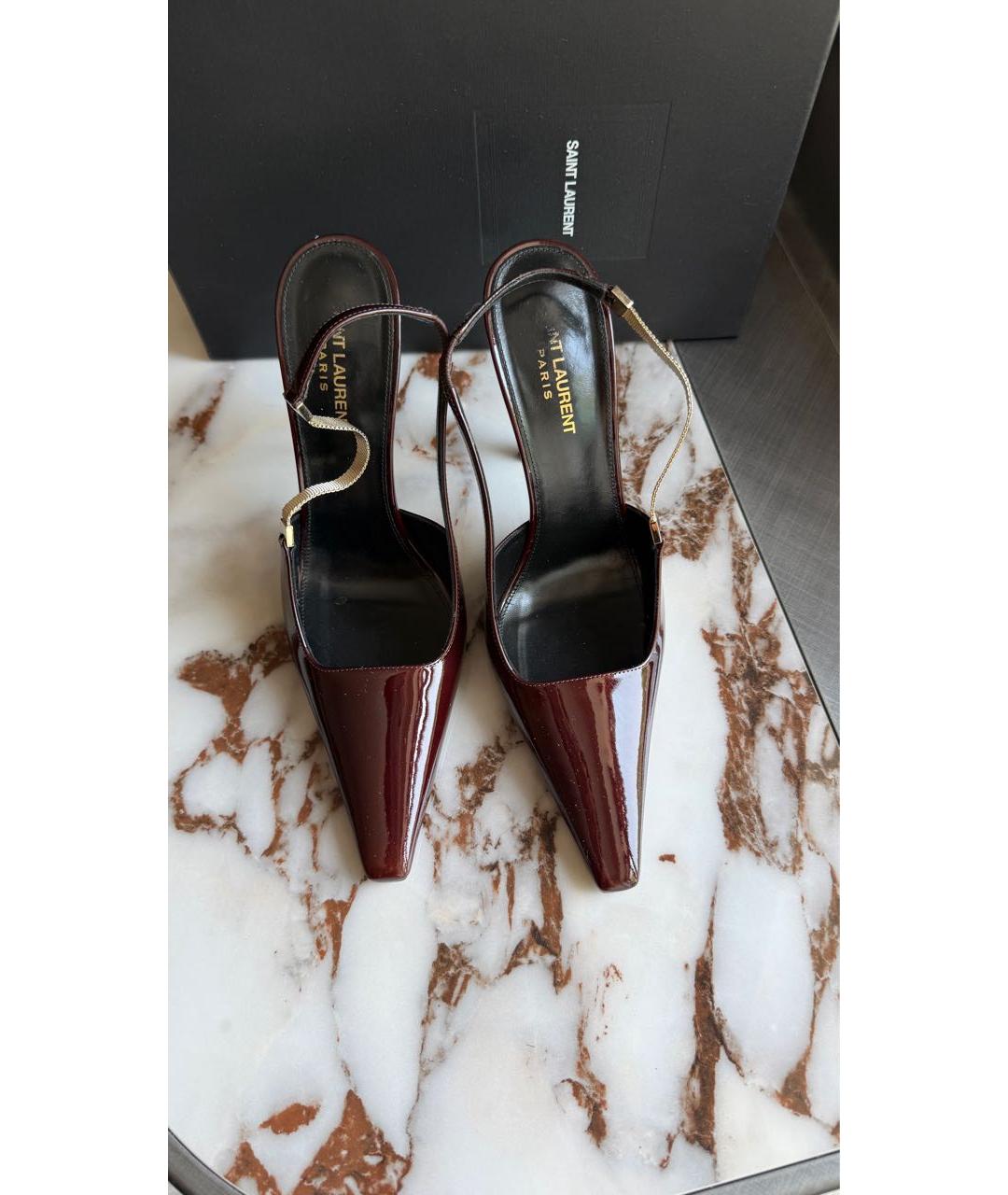 SAINT LAURENT Бордовые туфли из лакированной кожи, фото 4