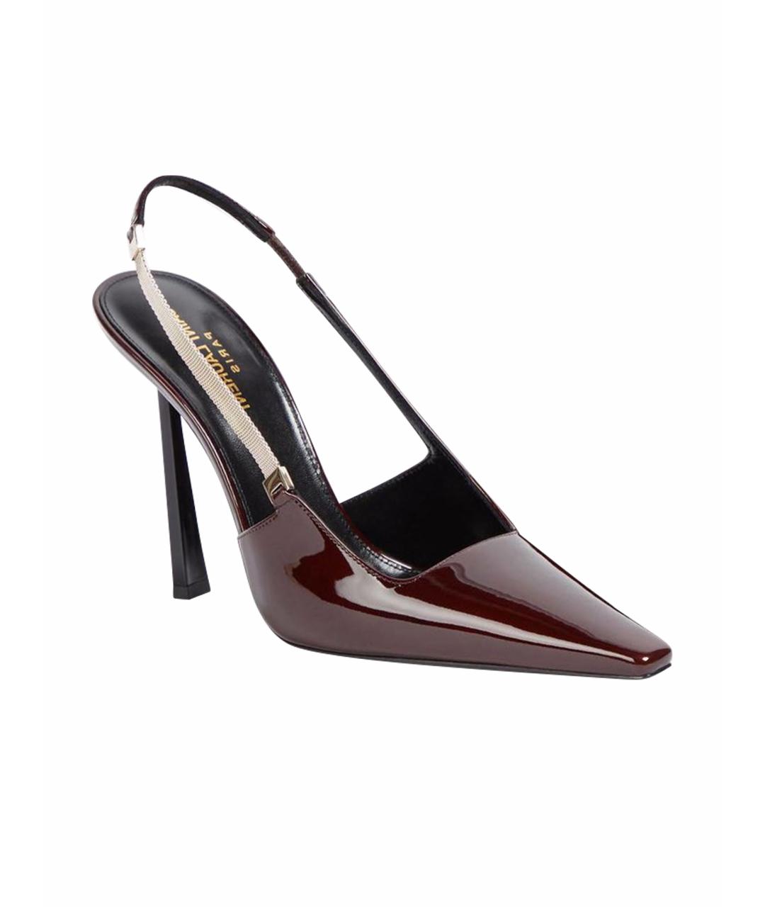 SAINT LAURENT Бордовые туфли из лакированной кожи, фото 1