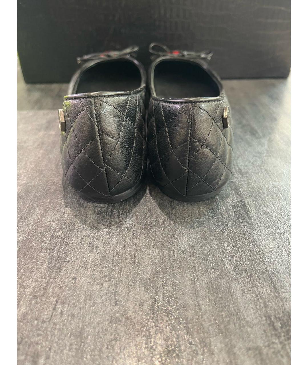 PHILIPP PLEIN Черные кожаные балетки, фото 3