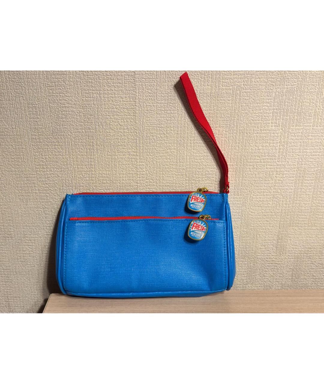 MOSCHINO Синяя косметичка из искусственной кожи, фото 9