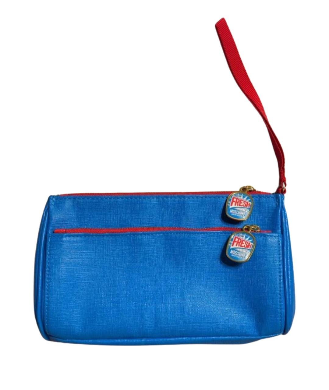MOSCHINO Синяя косметичка из искусственной кожи, фото 1