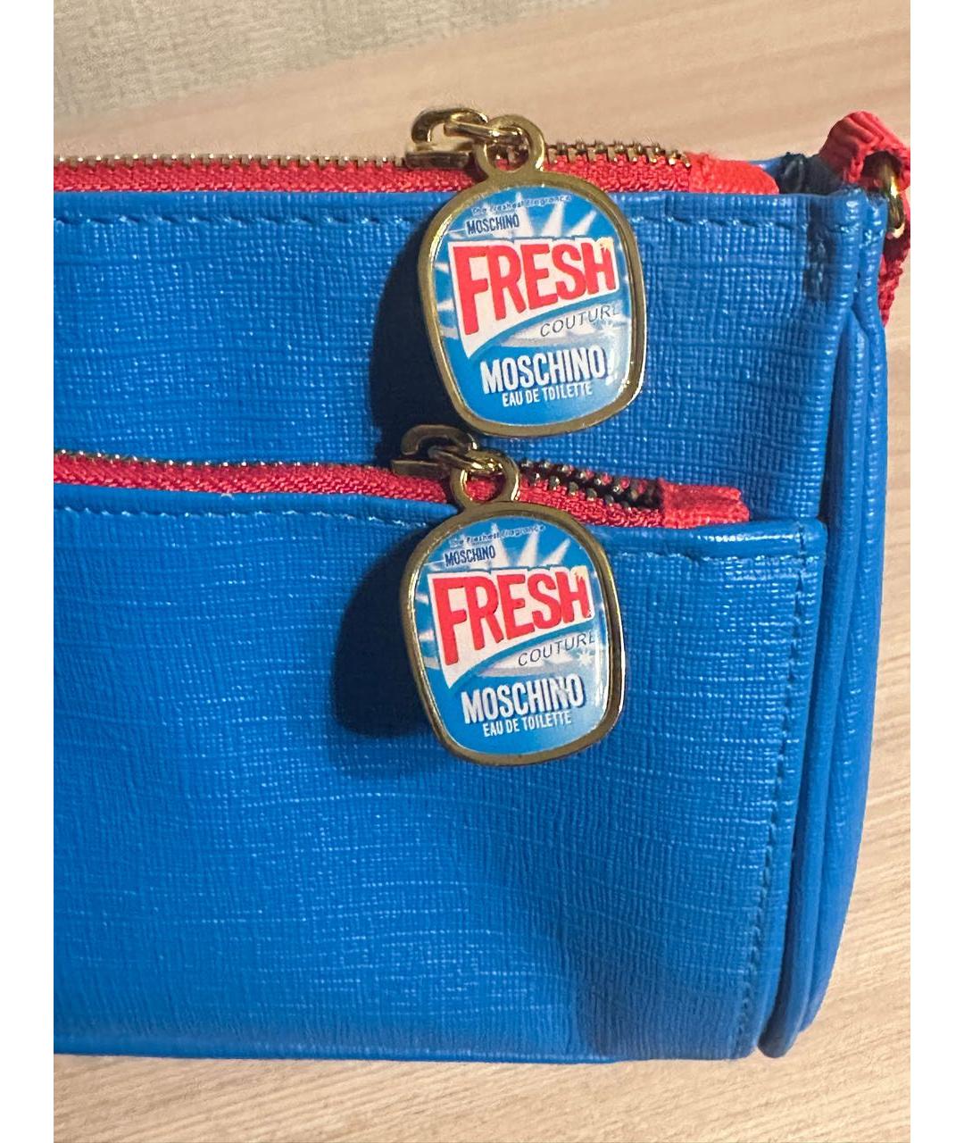 MOSCHINO Синяя косметичка из искусственной кожи, фото 3