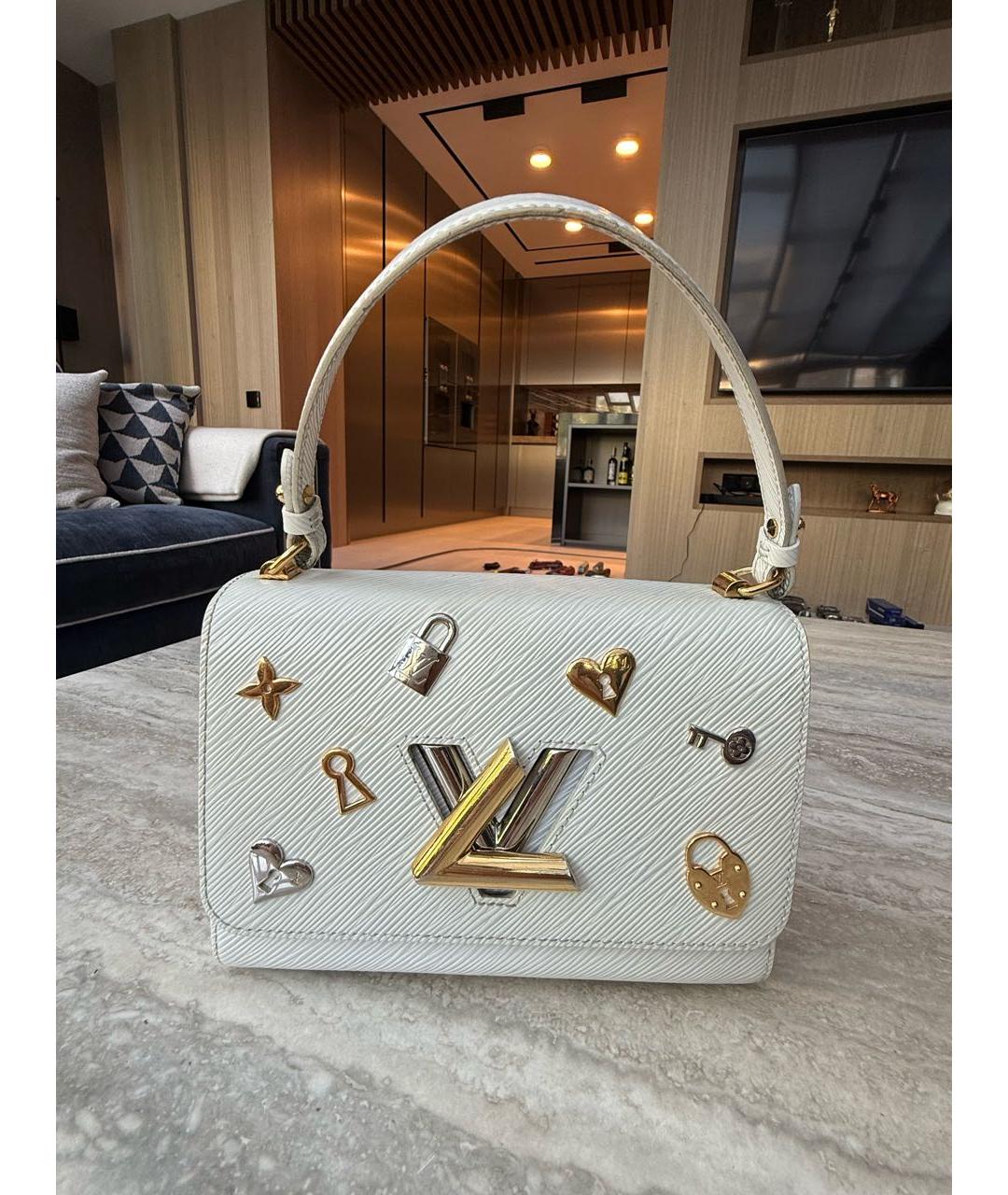 LOUIS VUITTON Белая кожаная сумка через плечо, фото 6