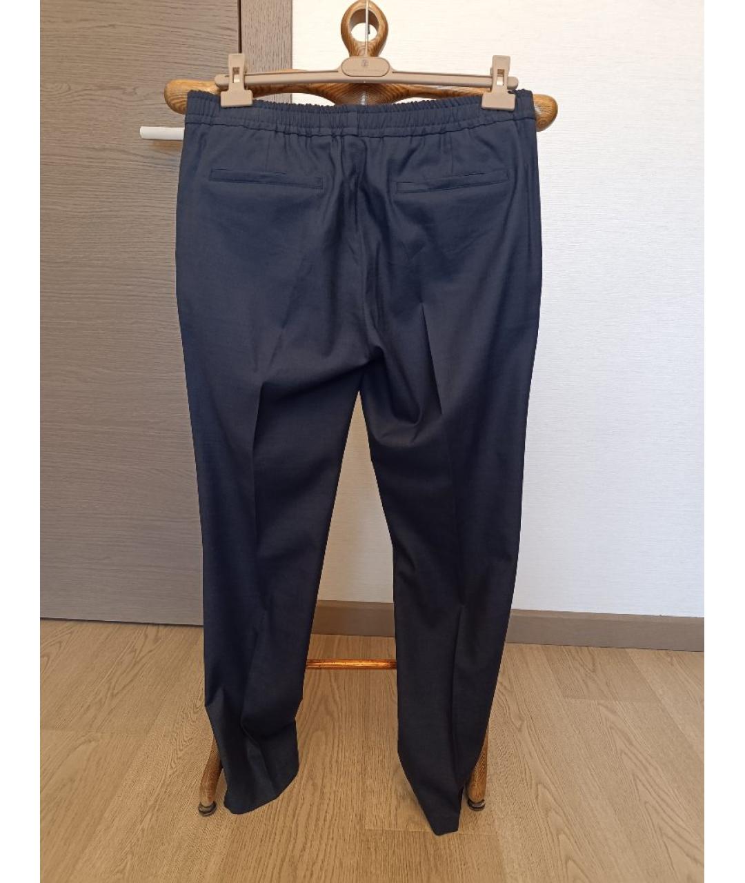 LORO PIANA Синие шерстяные повседневные брюки, фото 2