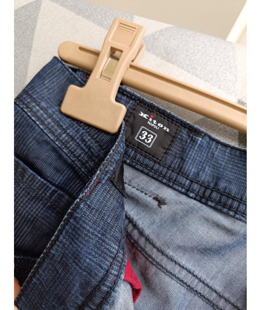 KITON Синие хлопковые повседневные брюки, фото 5