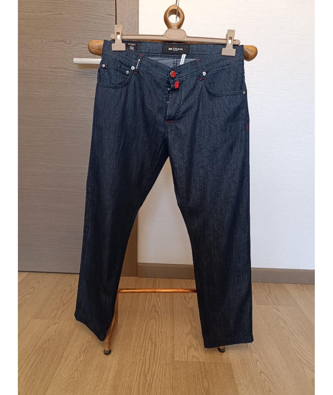 KITON Синие хлопковые повседневные брюки, фото 7