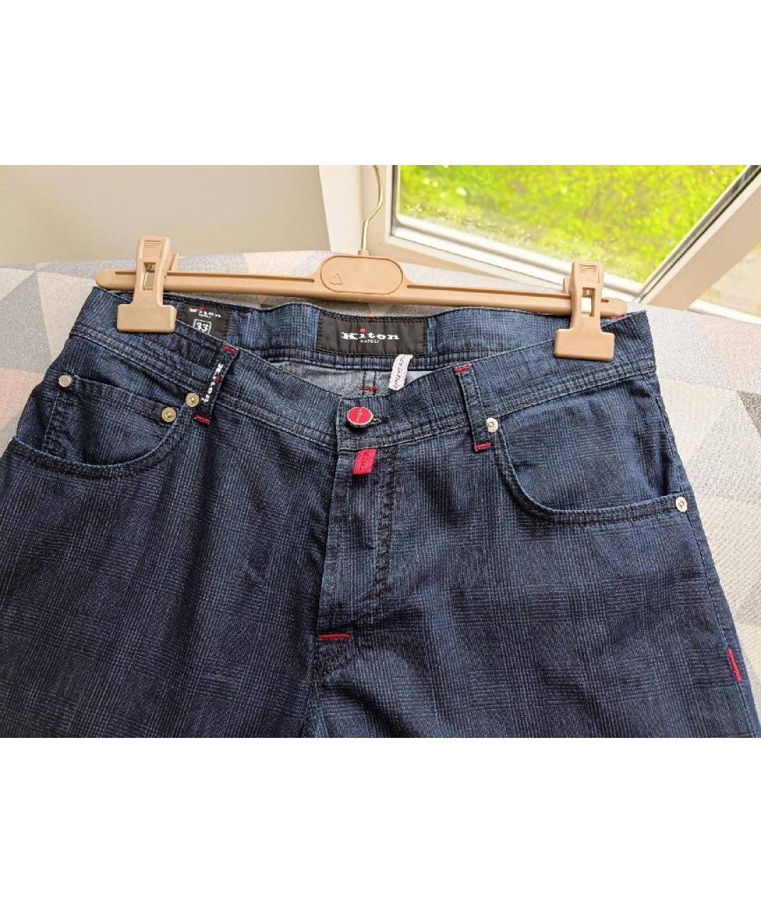 KITON Синие хлопковые повседневные брюки, фото 3
