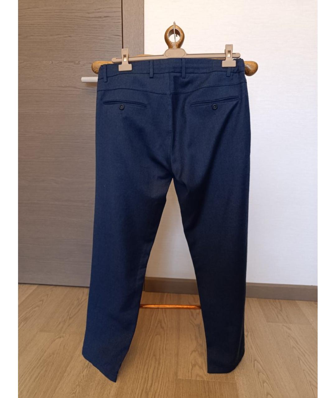 CANALI Синие шерстяные повседневные брюки, фото 2