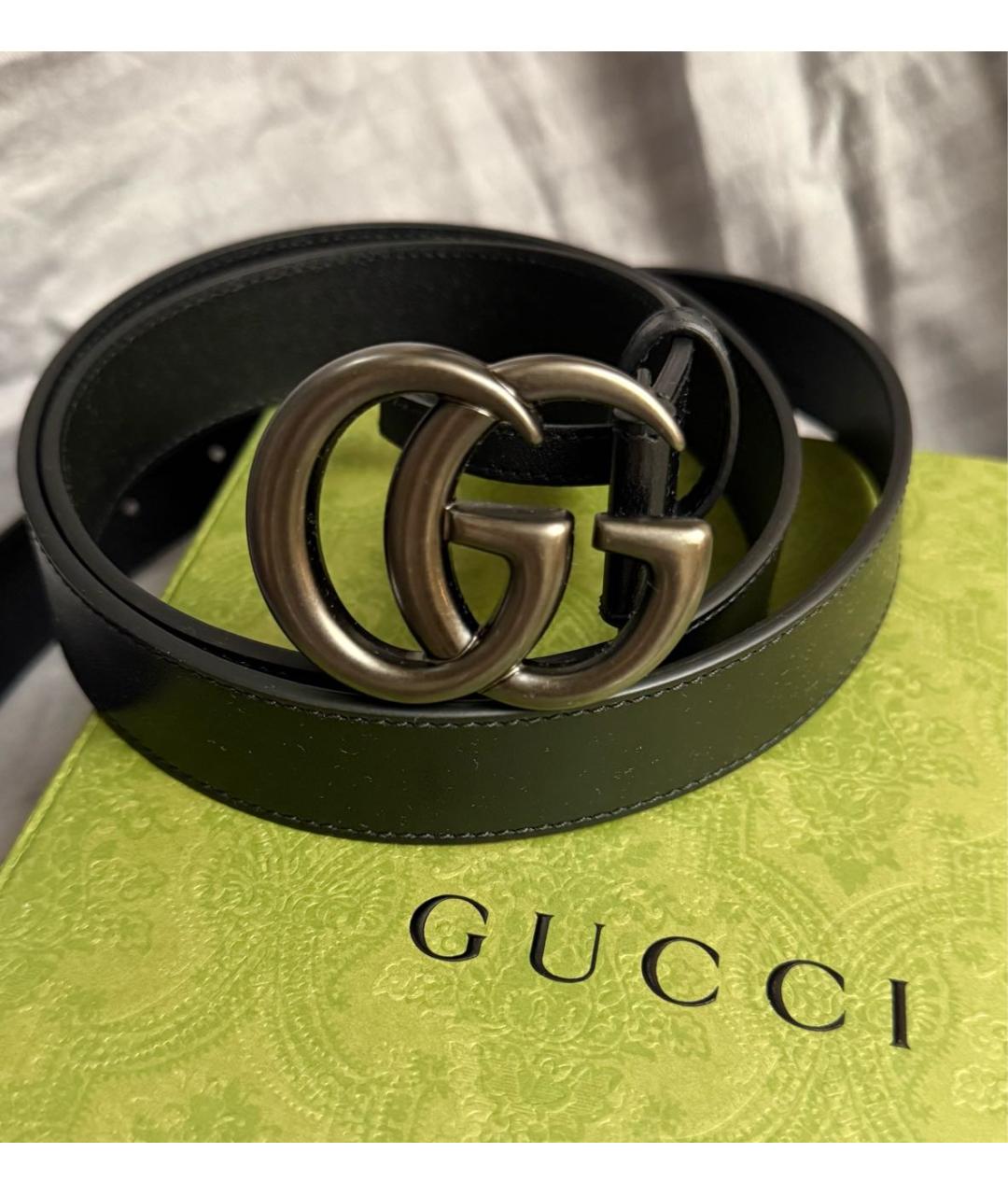 GUCCI Черный кожаный ремень, фото 2