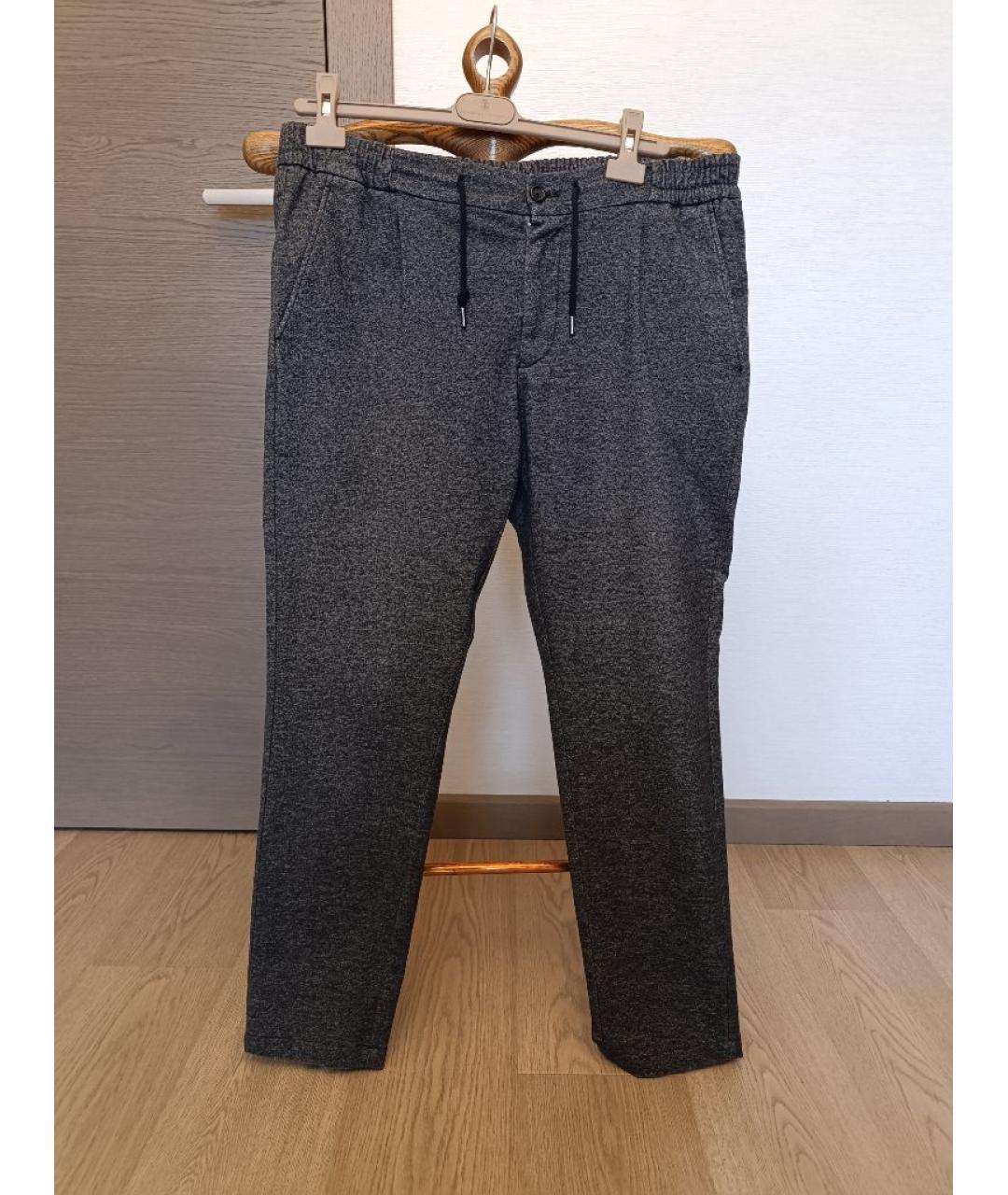 CANALI Серые хлопко-эластановые повседневные брюки, фото 9