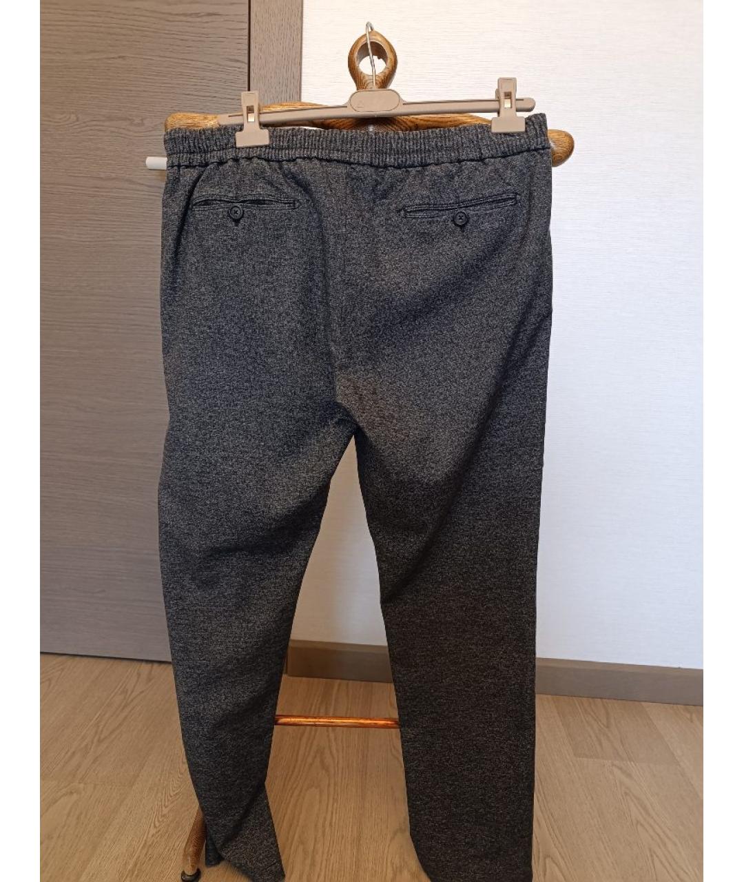 CANALI Серые хлопко-эластановые повседневные брюки, фото 2