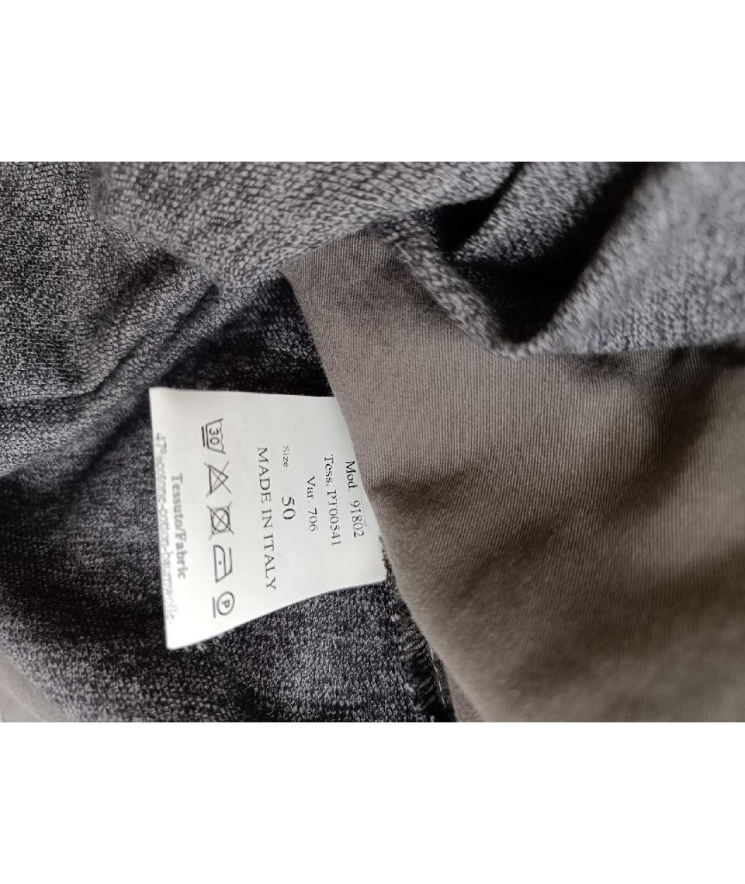 CANALI Серые хлопко-эластановые повседневные брюки, фото 8