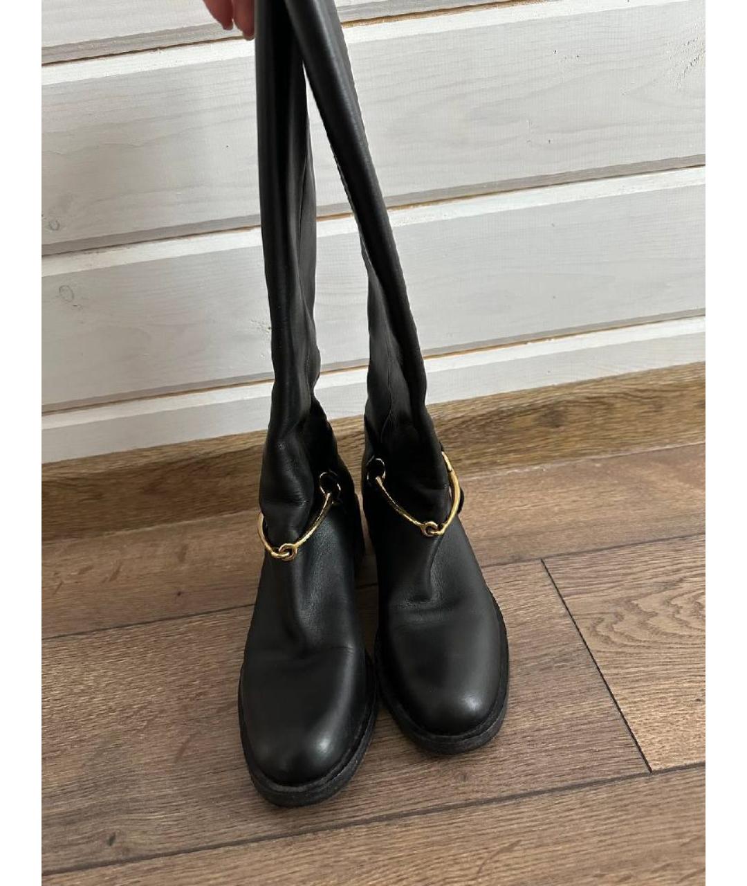 GUCCI Черные кожаные сапоги, фото 3