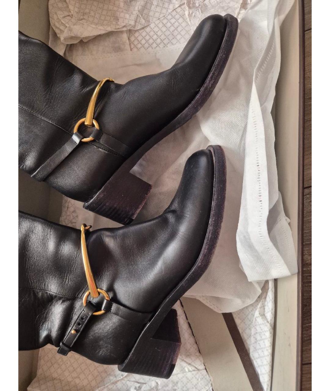 GUCCI Черные кожаные сапоги, фото 4